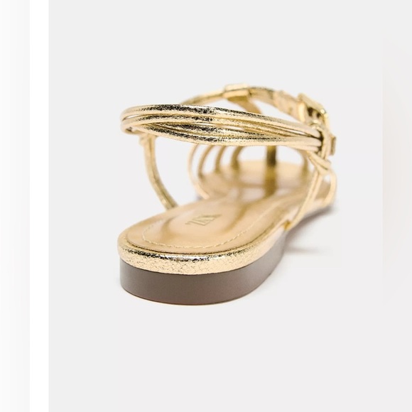 Zara Gold Strappy Sandals - Picture 3 of 6